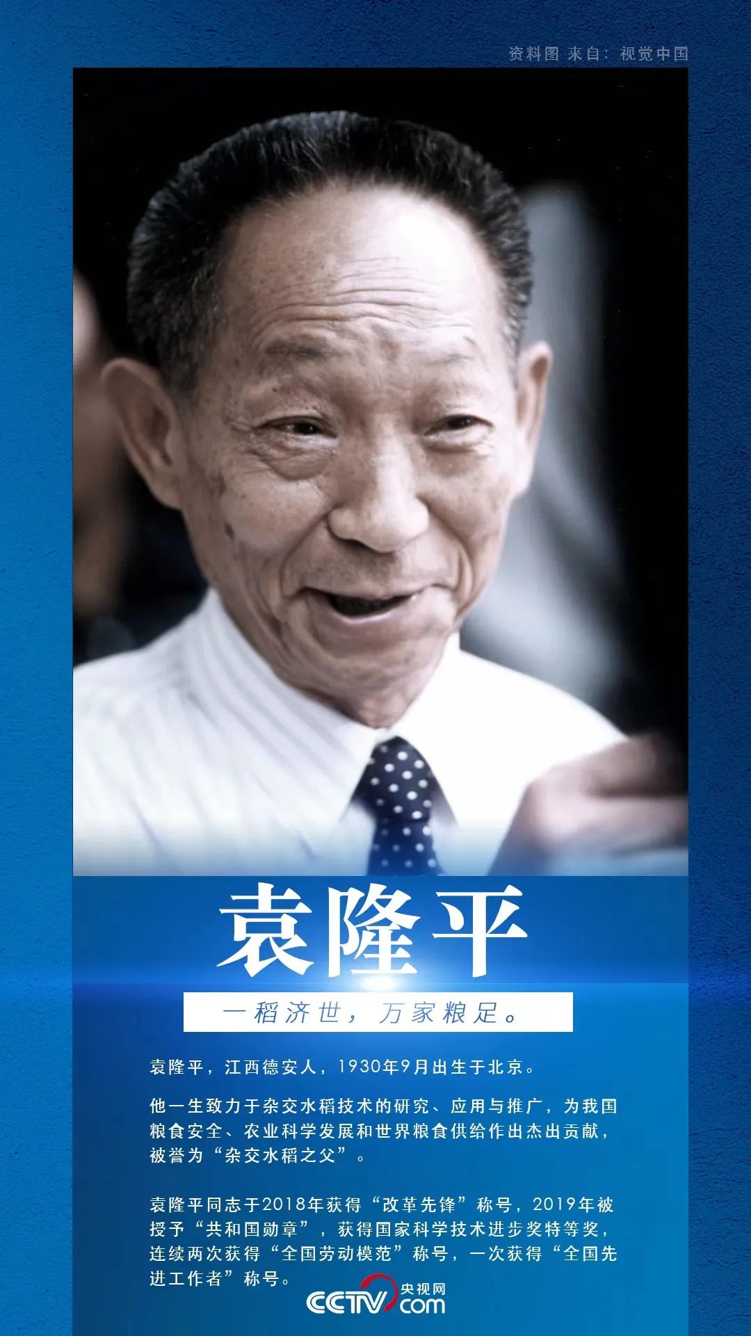 的护士,"老人的拐杖,盲人的眼睛,十年如一日作杂交水稻之父"袁隆平