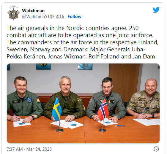 开云电竞丹麦、芬兰、挪威、瑞典发布建设“北欧联合空军”计划 周伟政：更多是一种宣